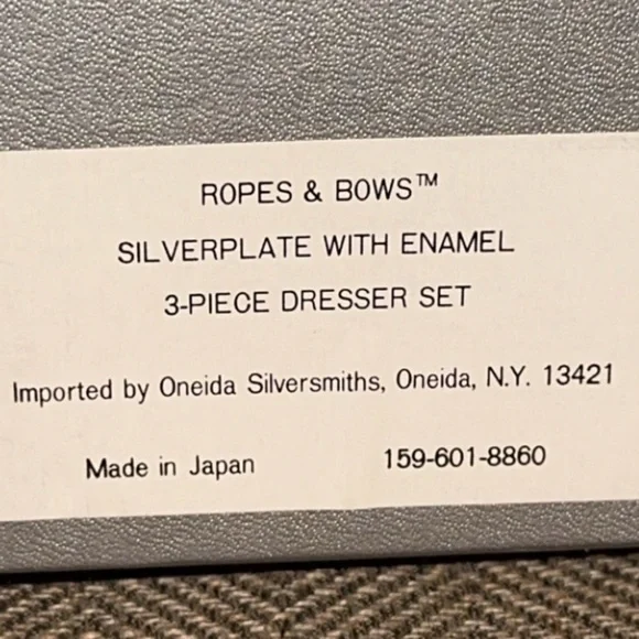 NWT Oneida Elegant ROPES & BOWS Silverplate 3pc dresser Grooming Accessories Set - Picture 8 of 12